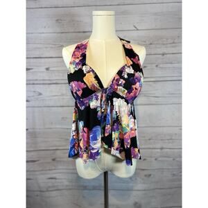 NWT Bar III Tech Floral Halter Tankini Top | Size XL | Vibrant Multicolor